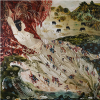 2020MC, FD, Histoire de femmes 7, technique mixte sur toile, 150 x 150 cm